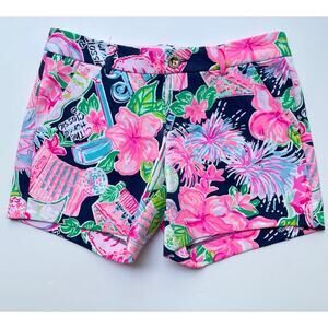 Lilly Pulitzer Callahan Knit Short High Tide Navy Honda Classic 5" Inseam Size 0